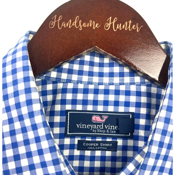 Vineyard Vines Mens Shirt Sz XL Cooper Fit Gingham Blue Check Performance 1134H4 - Picture 10 of 11